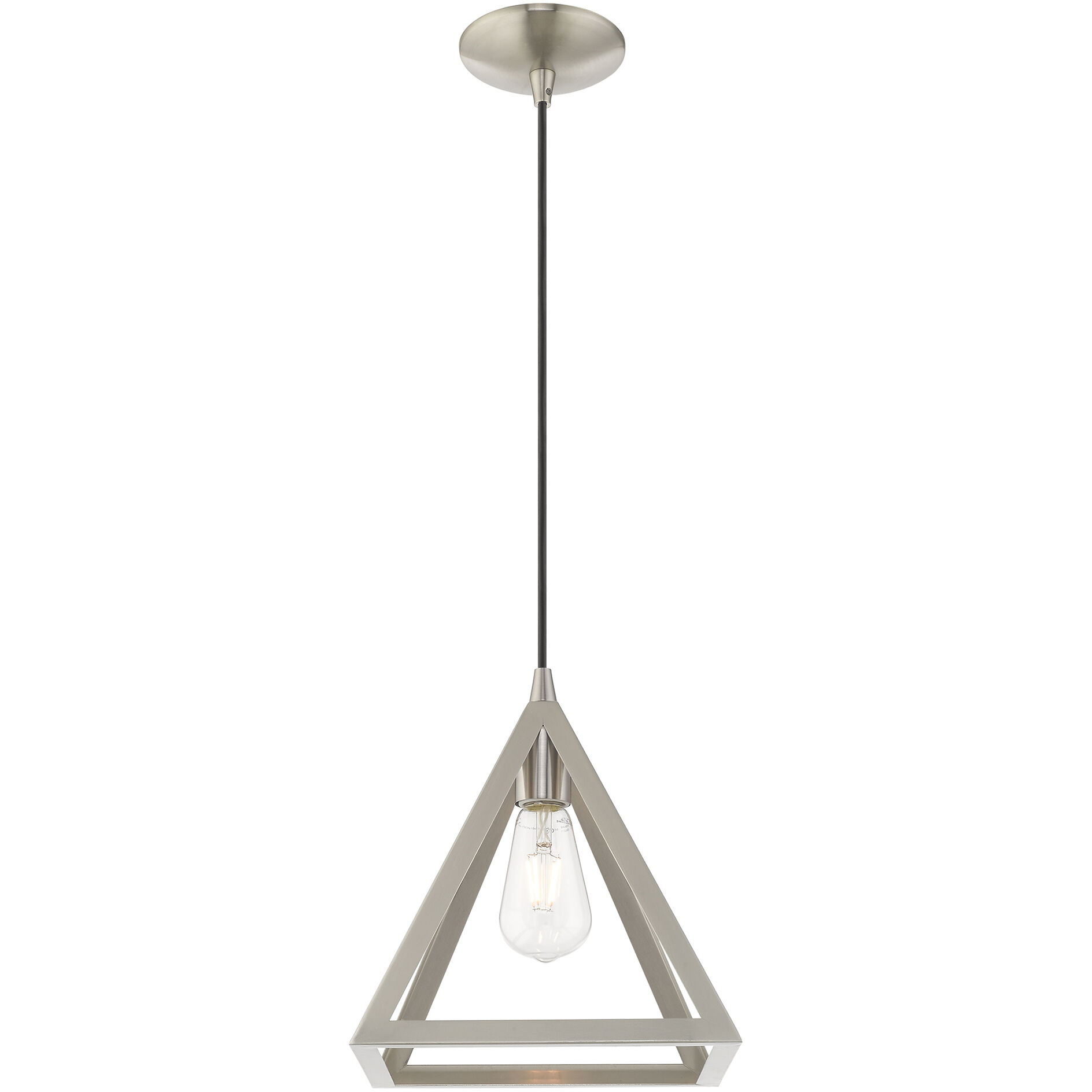 Geometric 1 Light 14 inch Brushed Nickel Mini Pendant Ceiling Light