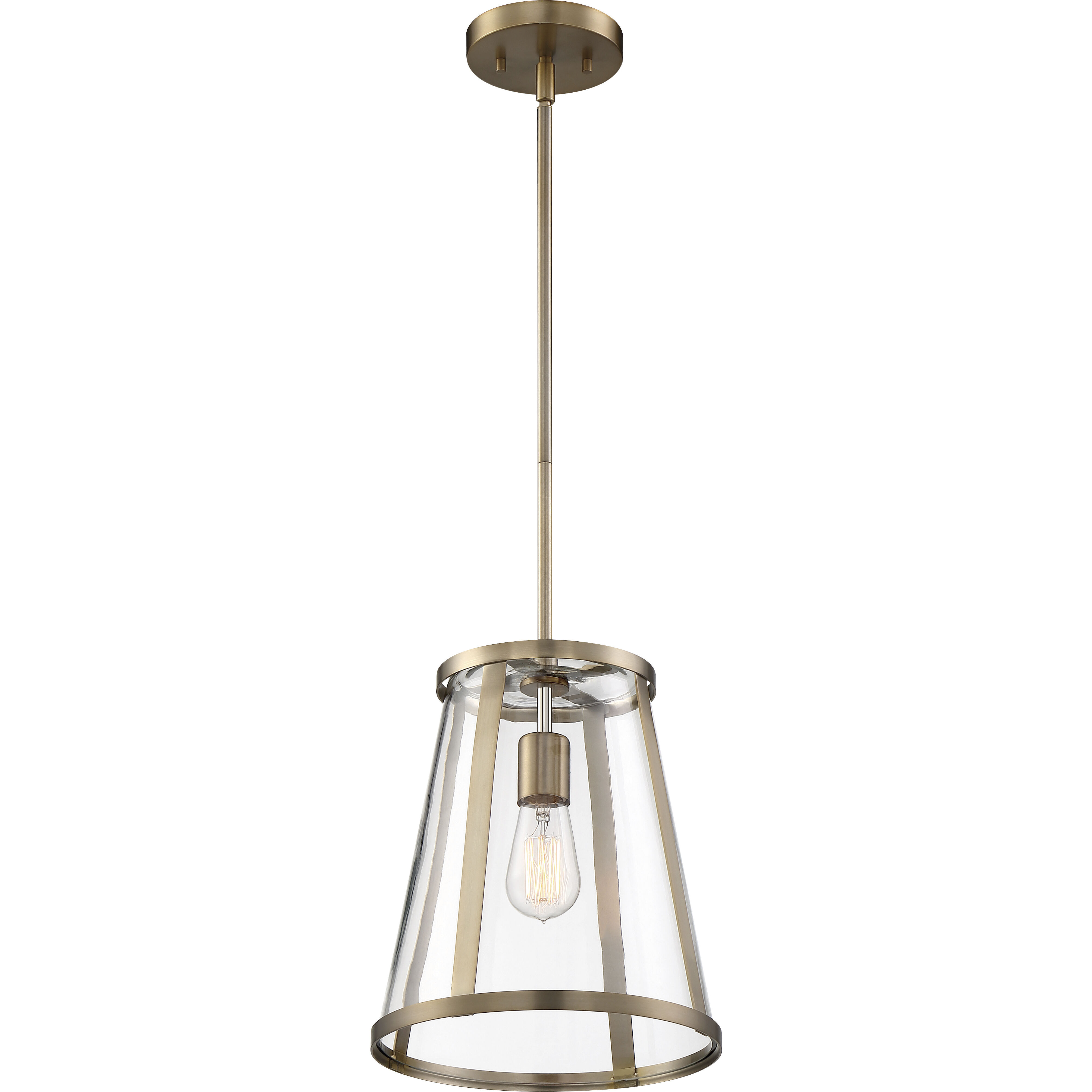 Bruge 1 Light 10.5 inch Burnished Brass and Clear Pendant Ceiling Light
