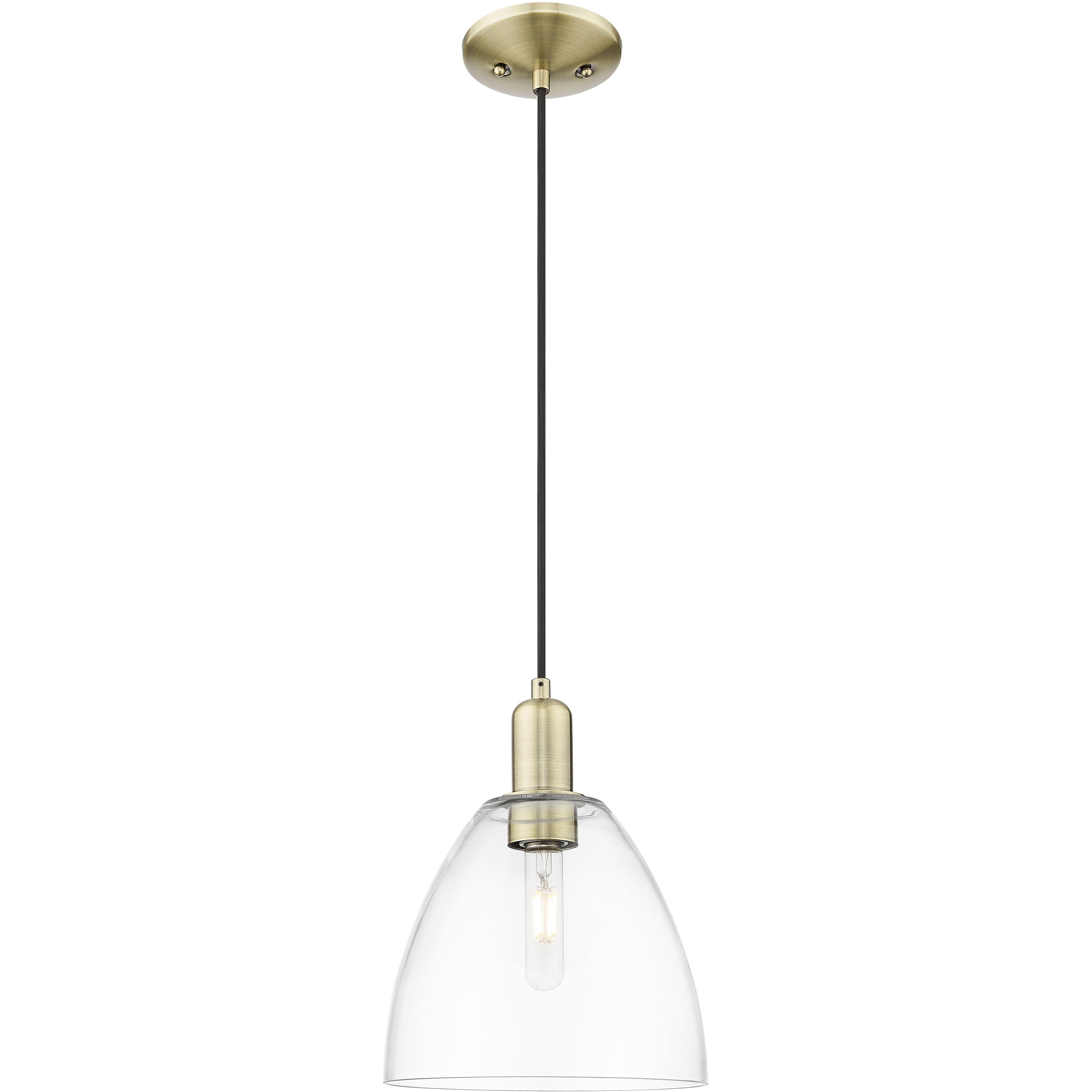Arcadia Bristol 1 Light 9 inch Antique Brass Mini Pendant Ceiling Light in Clear