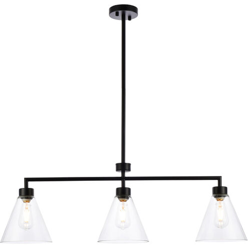 Mera 3 Light 38 inch Black Linear Pendant Ceiling Light