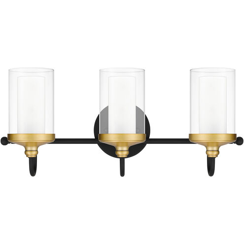 Rowland 3 Light 22 inch Matte Black Bath Light Wall Light