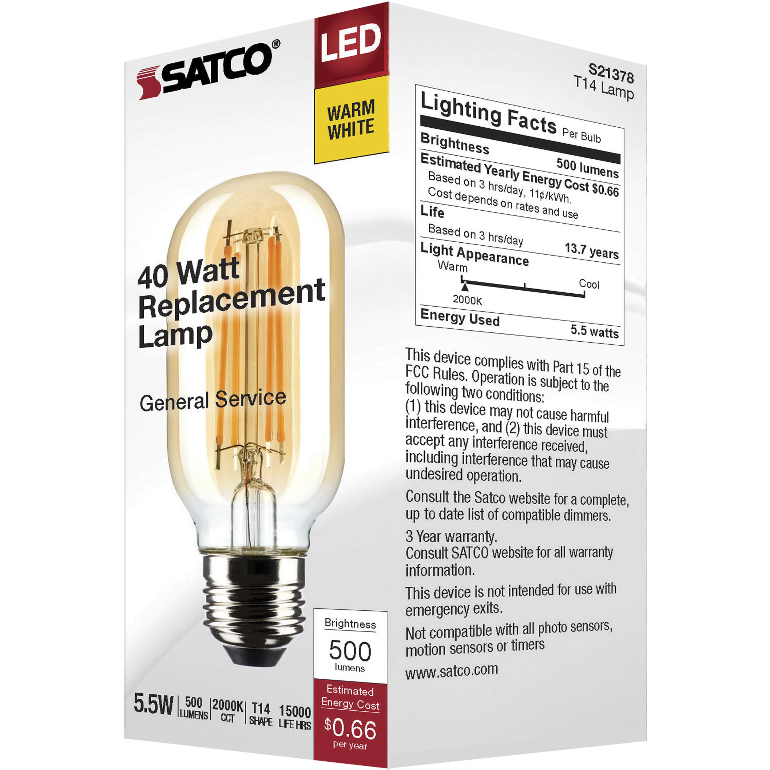 Tube LED 5.5 watt 120 2000K LED Filament, LED Filament