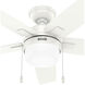 Anisten 44 inch Fresh White with Fresh White/Light Oak Blades Ceiling Fan