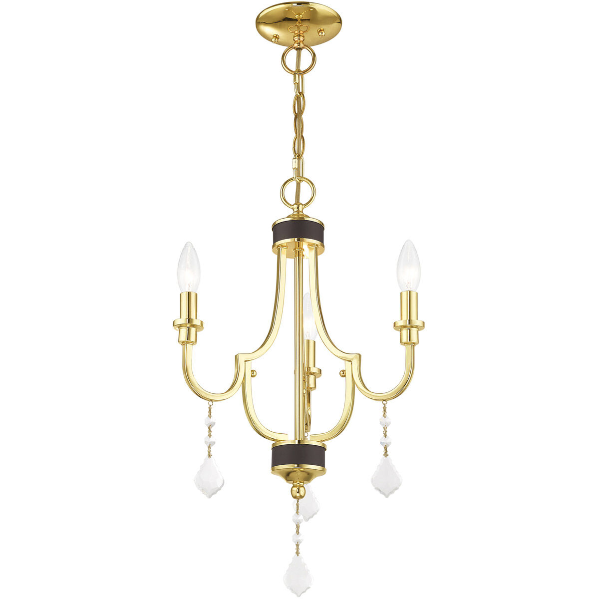 Glendale 3 Light 14 inch Polished Brass Mini Chandelier Ceiling Light