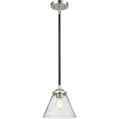 Nouveau Cone LED 7.75 inch Black Polished Nickel Mini Pendant Ceiling Light in Seedy, Nouveau