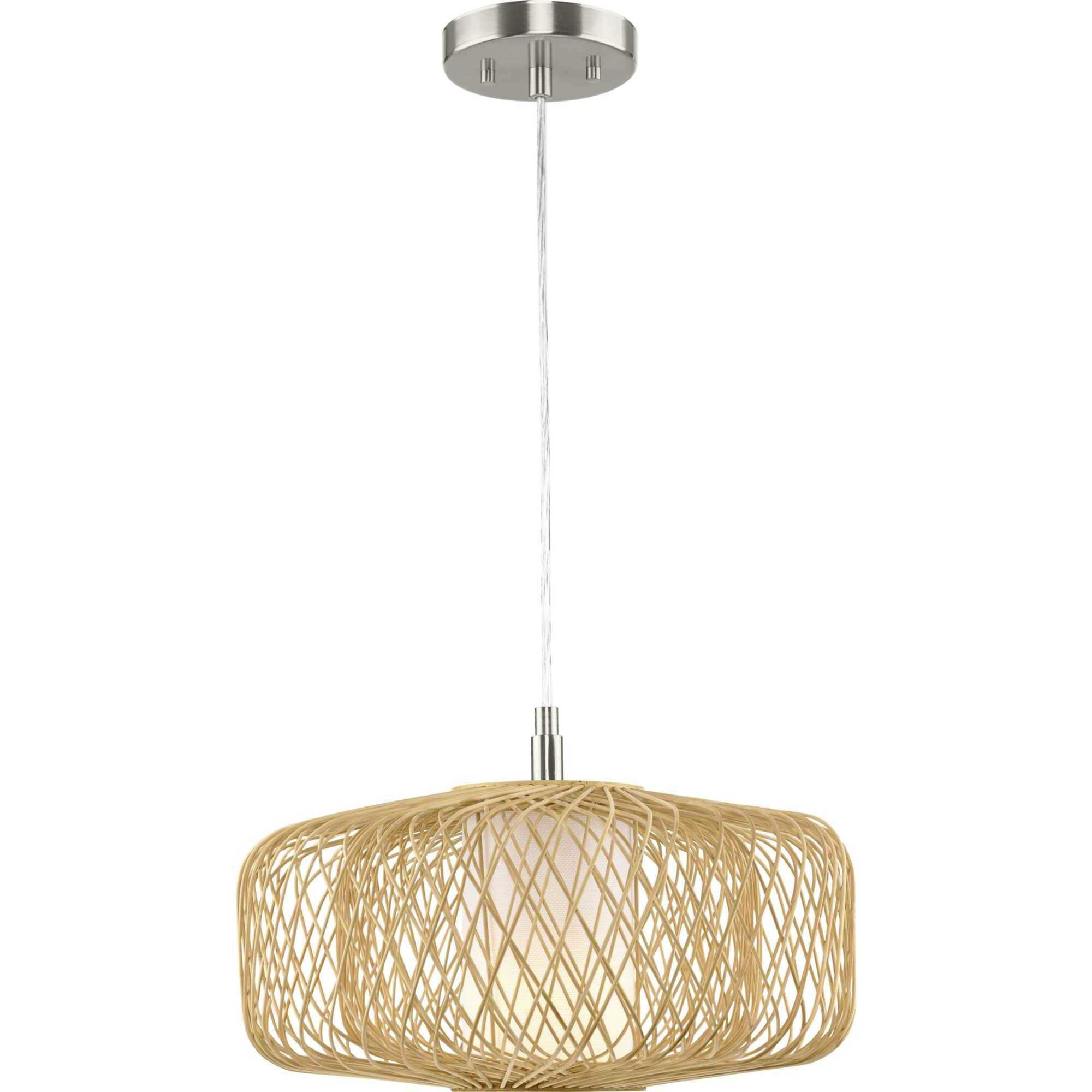 Cordova 1 Light 16 inch Natural Rattan Pendant Ceiling Light, Design Series