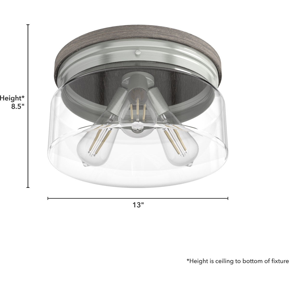 Devon Park 3 Light 13 inch Brushed Nickel Flush Mount Ceiling Light
