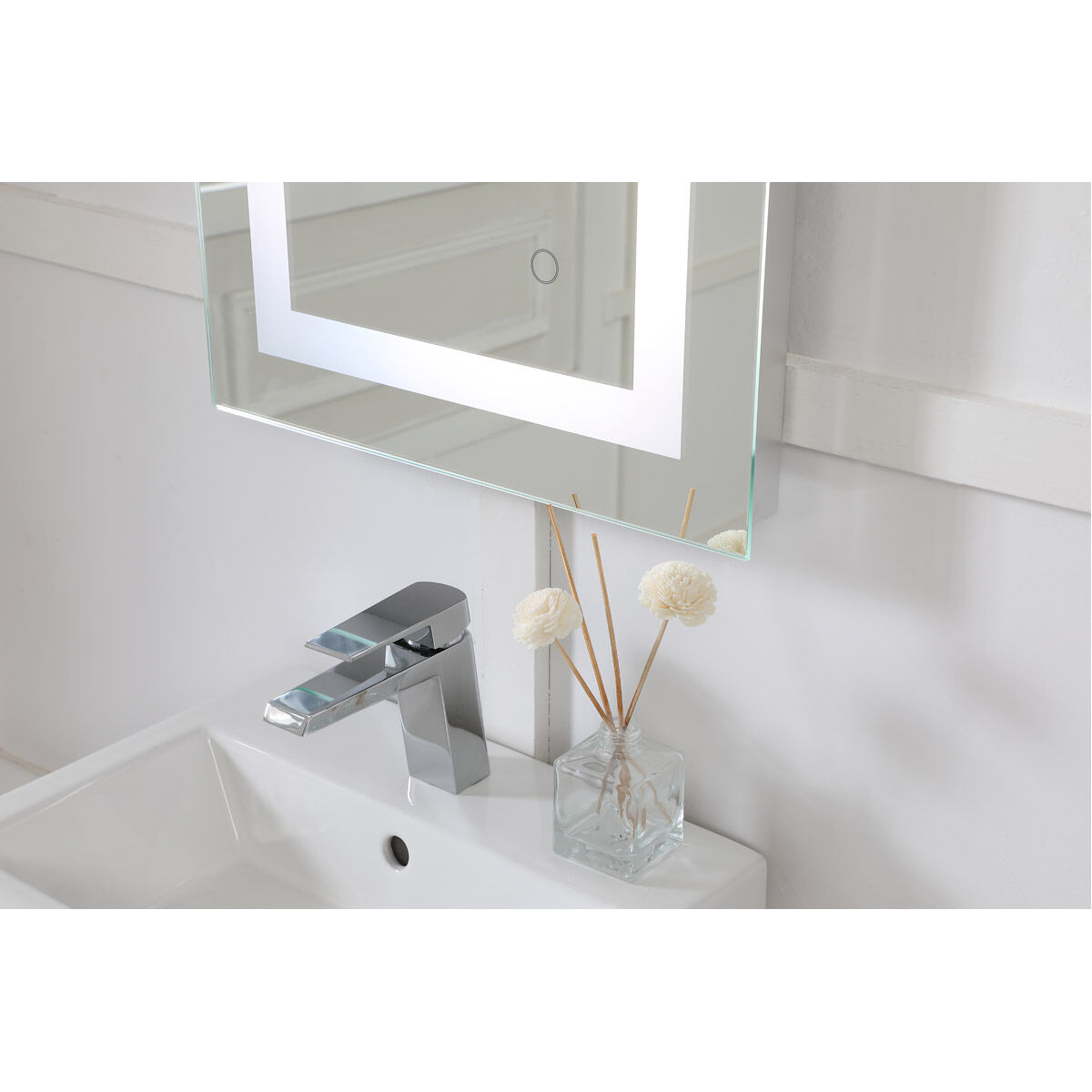 Helios 36 X 18 inch Silver Lighted Wall Mirror