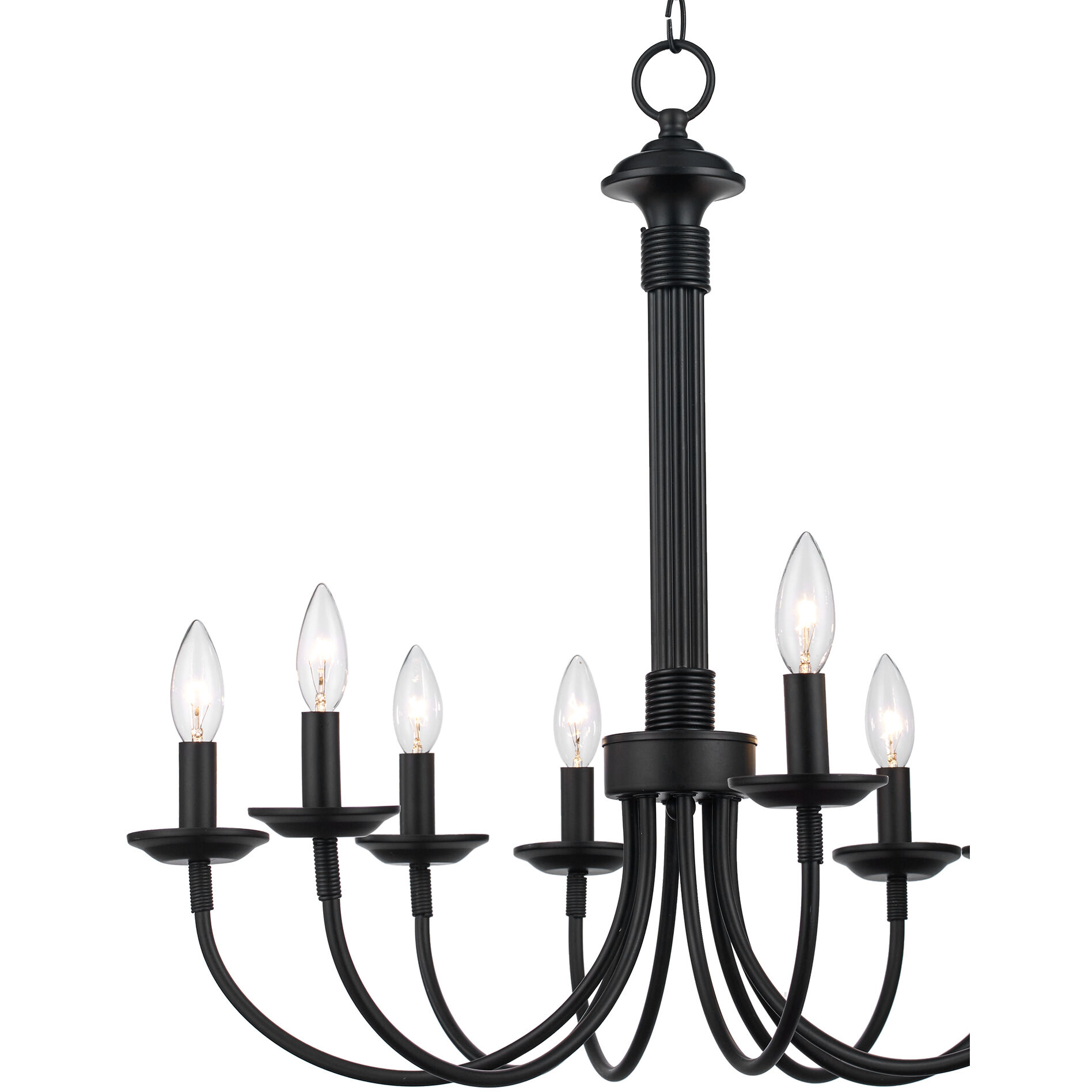 Candle 6 Light 24 inch Black Chandelier Ceiling Light