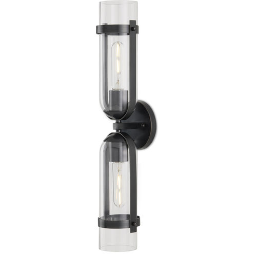 Bonardi 2 Light 5 inch Oil Rubbed Bronze and Clear Bath Sconce Wall Light