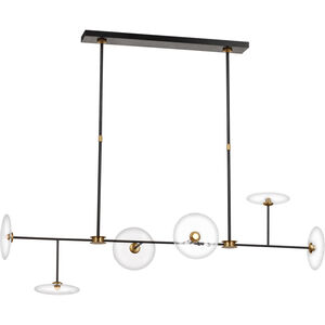 Ian K. Fowler Calvino Linear Chandelier Ceiling Light in Aged Iron and Hand-Rubbed Antique Brass, Large