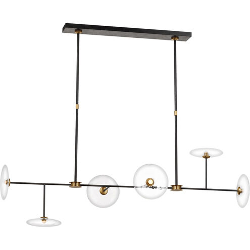 Ian K. Fowler Calvino LED 54 inch Aged Iron and Hand-Rubbed Antique Brass Linear Chandelier Ceiling Light, Large