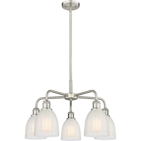 Brookfield 5 Light 23.75 inch Satin Nickel Chandelier Ceiling Light in White