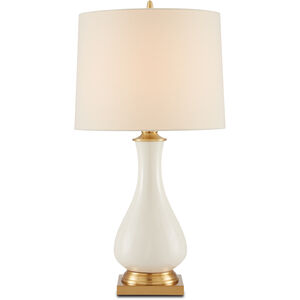 Lynton 31 inch 150 watt Cream Crackle/Brass Table Lamp Portable Light