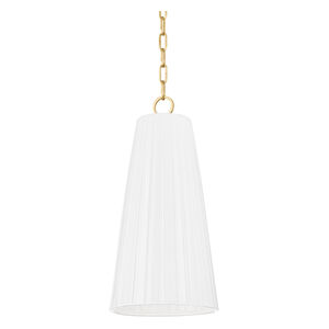 Treman 1 Light 10 inch Aged Brass/Ceramic Gloss White Pendant Ceiling Light