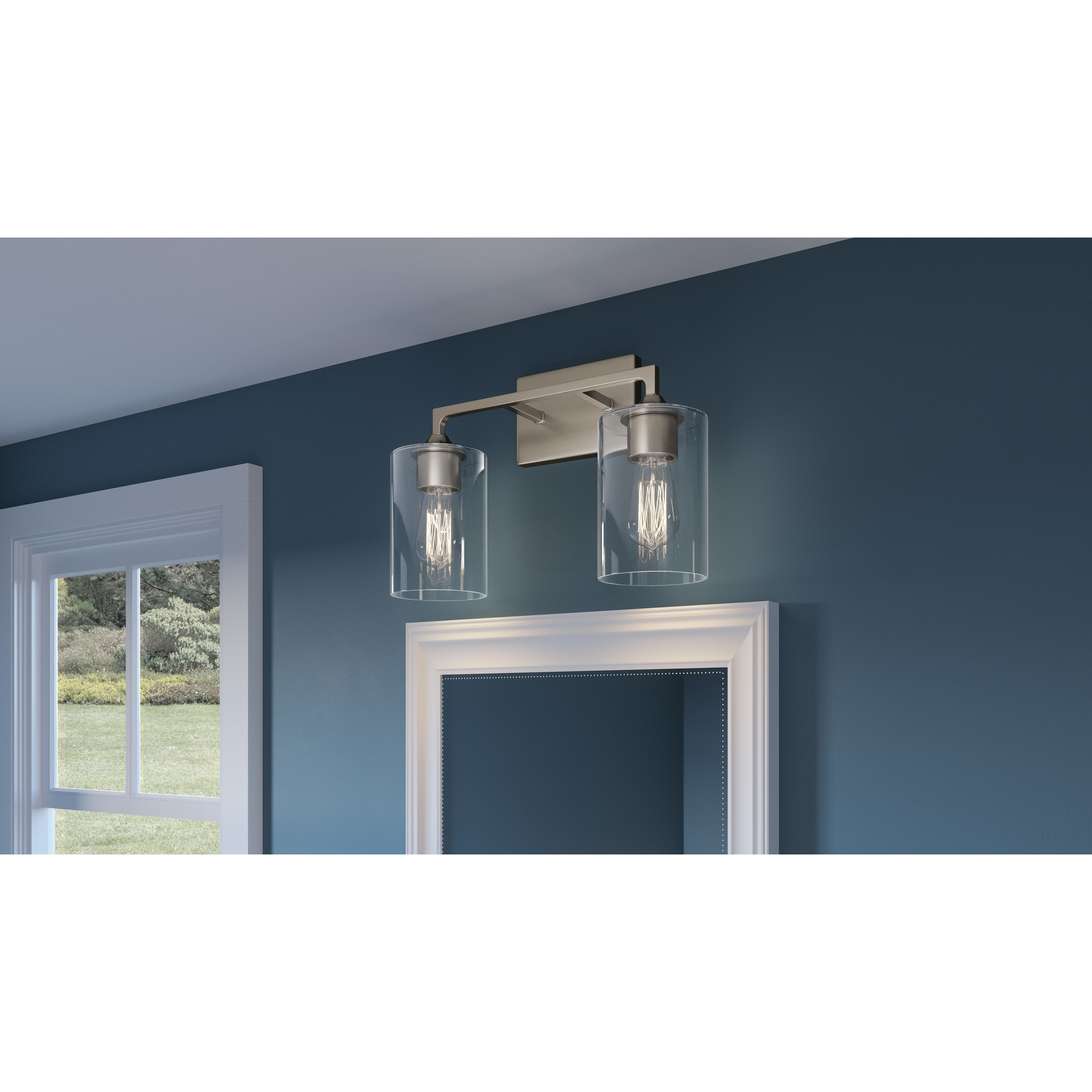 Prescott 2 Light 16 inch Brushed Nickel Bath Light Wall Light, Medium