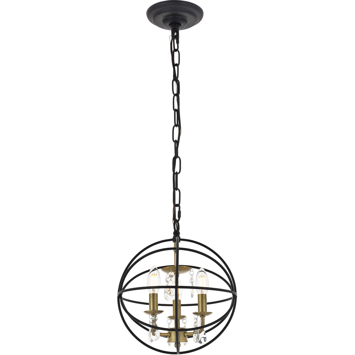 Wallace 3 Light 12 inch Matte Black and Brass Pendant Ceiling Light