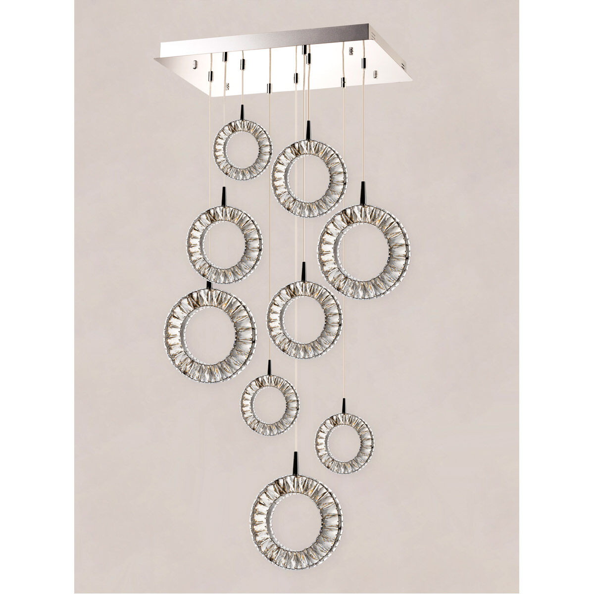 Charm LED 15.25 inch Polished Chrome Multi-Light Pendant Ceiling Light