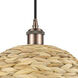 Woven Rattan 1 Light 12 inch Antique Copper Pendant Ceiling Light