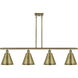 Ballston Cone 4 Light 48 inch Antique Brass Island Light Ceiling Light