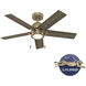 Erling 44 inch Burnished Brass with Warm Grey Oak Blades Ceiling Fan