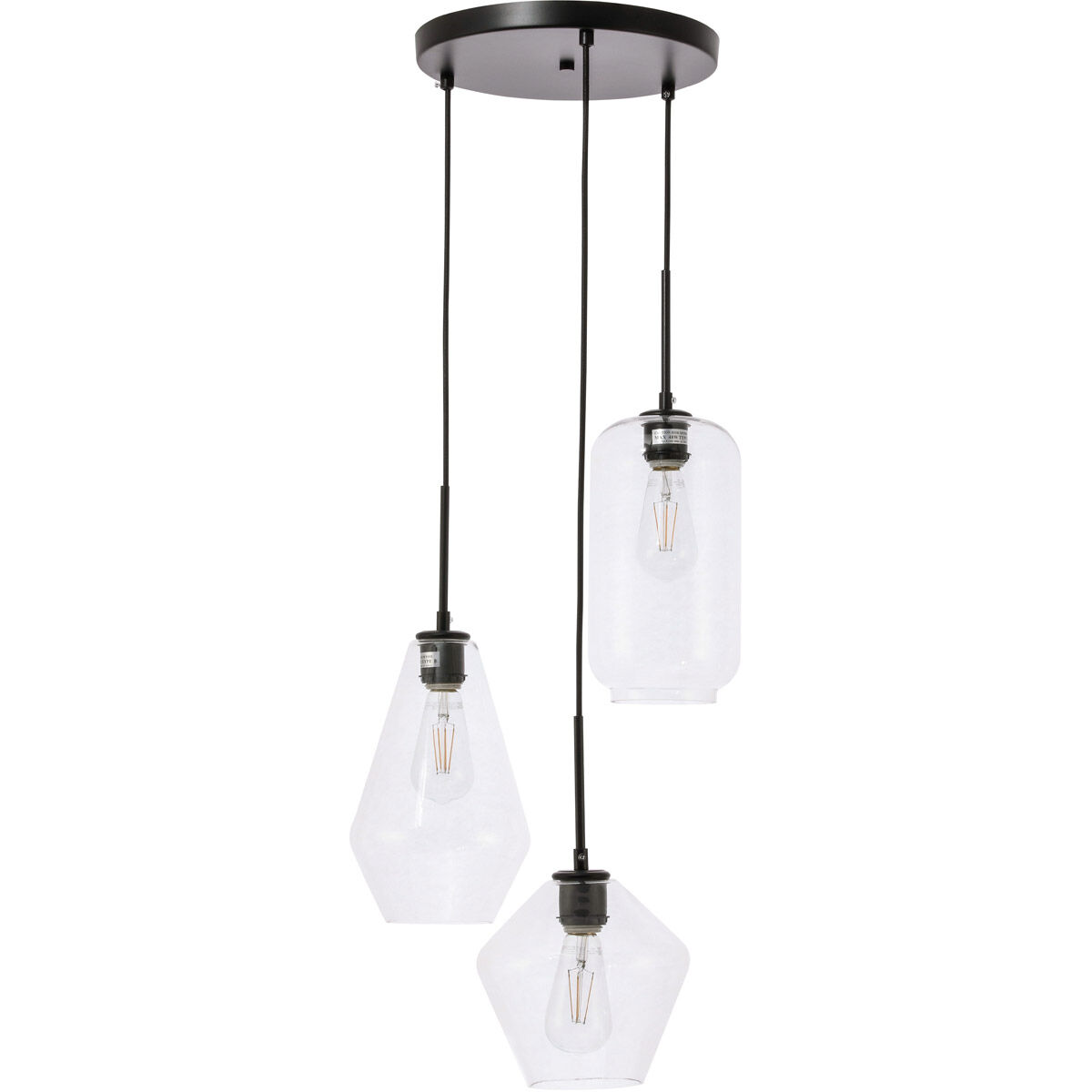 Rochester 3 Light 17 inch Black Pendant Ceiling Light