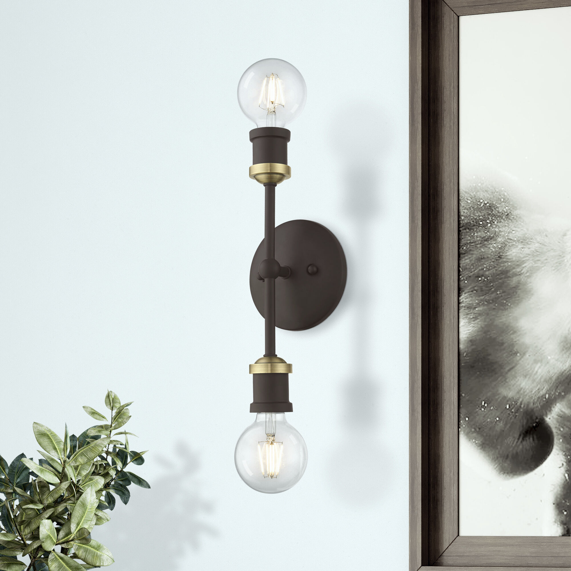 Lansdale 2 Light 5 inch Bronze with Antique Brass Accents Vanity Sconce Wall Light