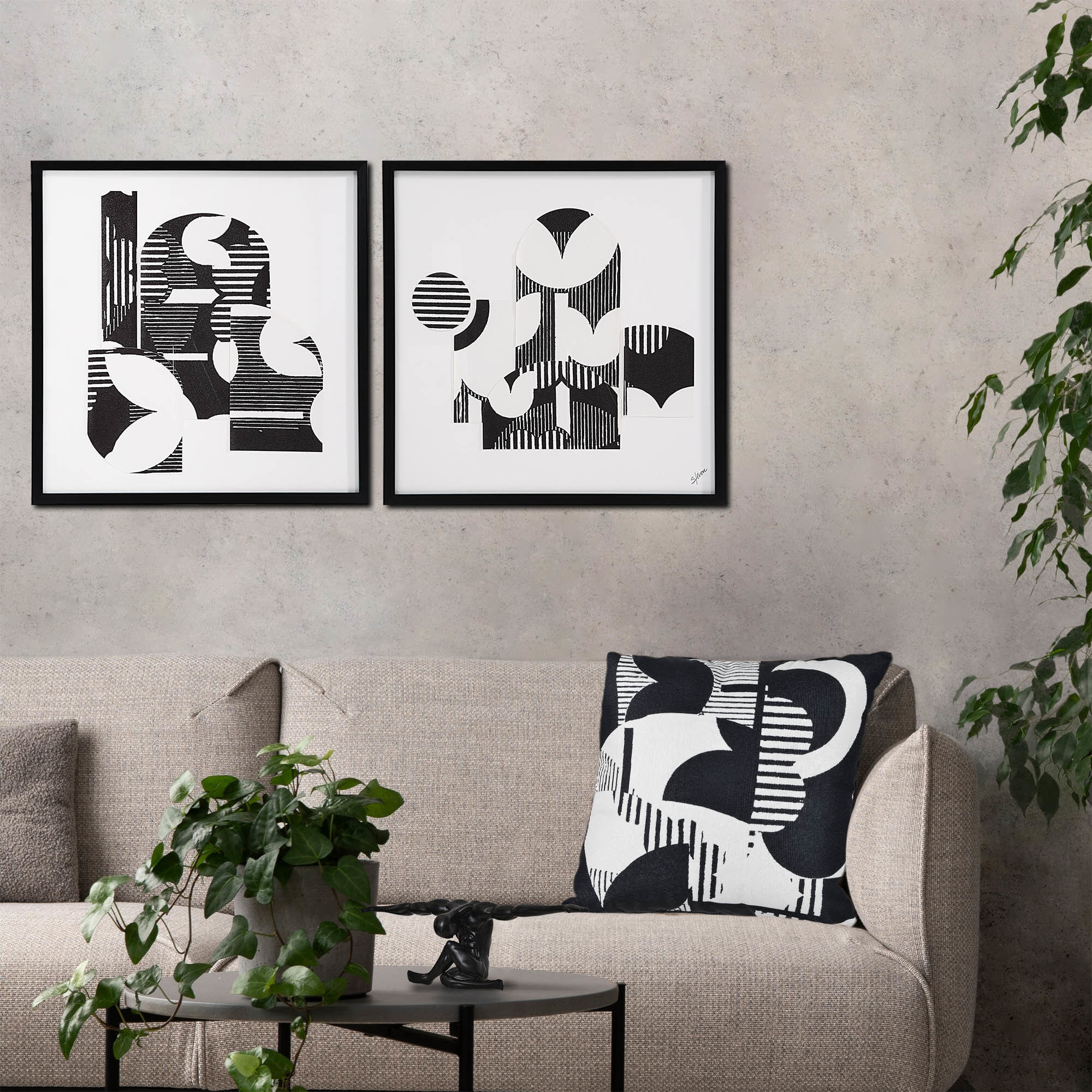 Stratus Black/White Wall Art, 2 Piece