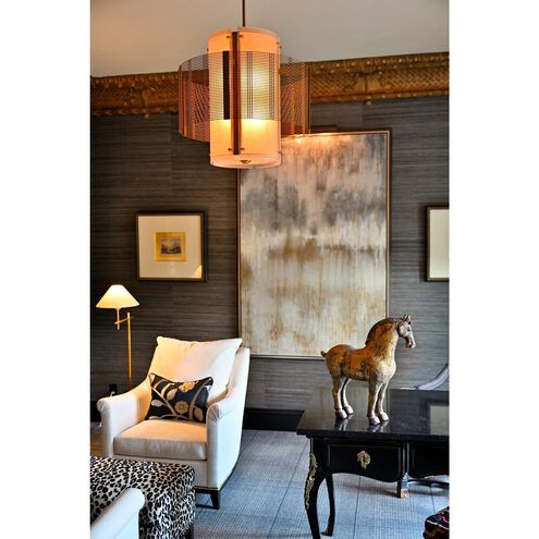 Downtown Mesh 1 Light 24 inch Beige Silver Chandelier Ceiling Light in Metallic Beige Silver, Double Drum