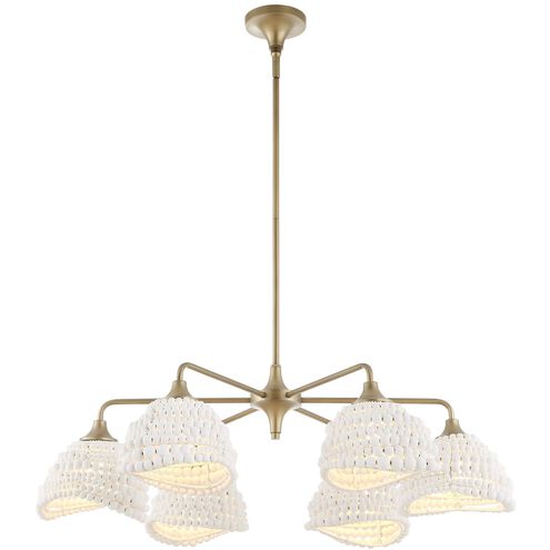 Biddeford 6 Light 36 inch Brushed Matte Gold Pendant Ceiling Light