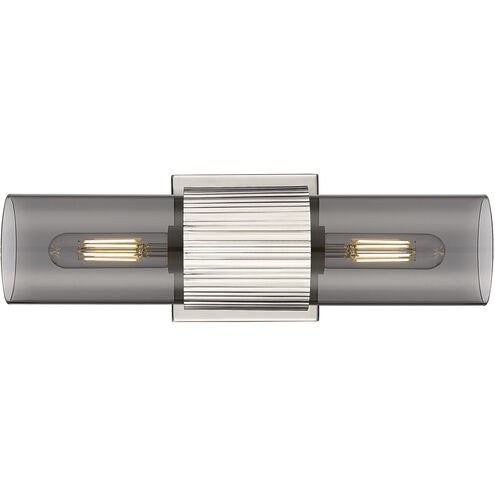 Bolivar 2 Light 4 inch Polished Nickel Bath Vanity Light Wall Light in Plated Smoke Glass