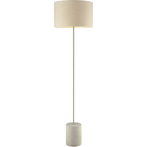 Katwijk 64 inch 100 watt Polished Concrete with Nickel Floor Lamp Portable Light in Incandescent, 3-Way