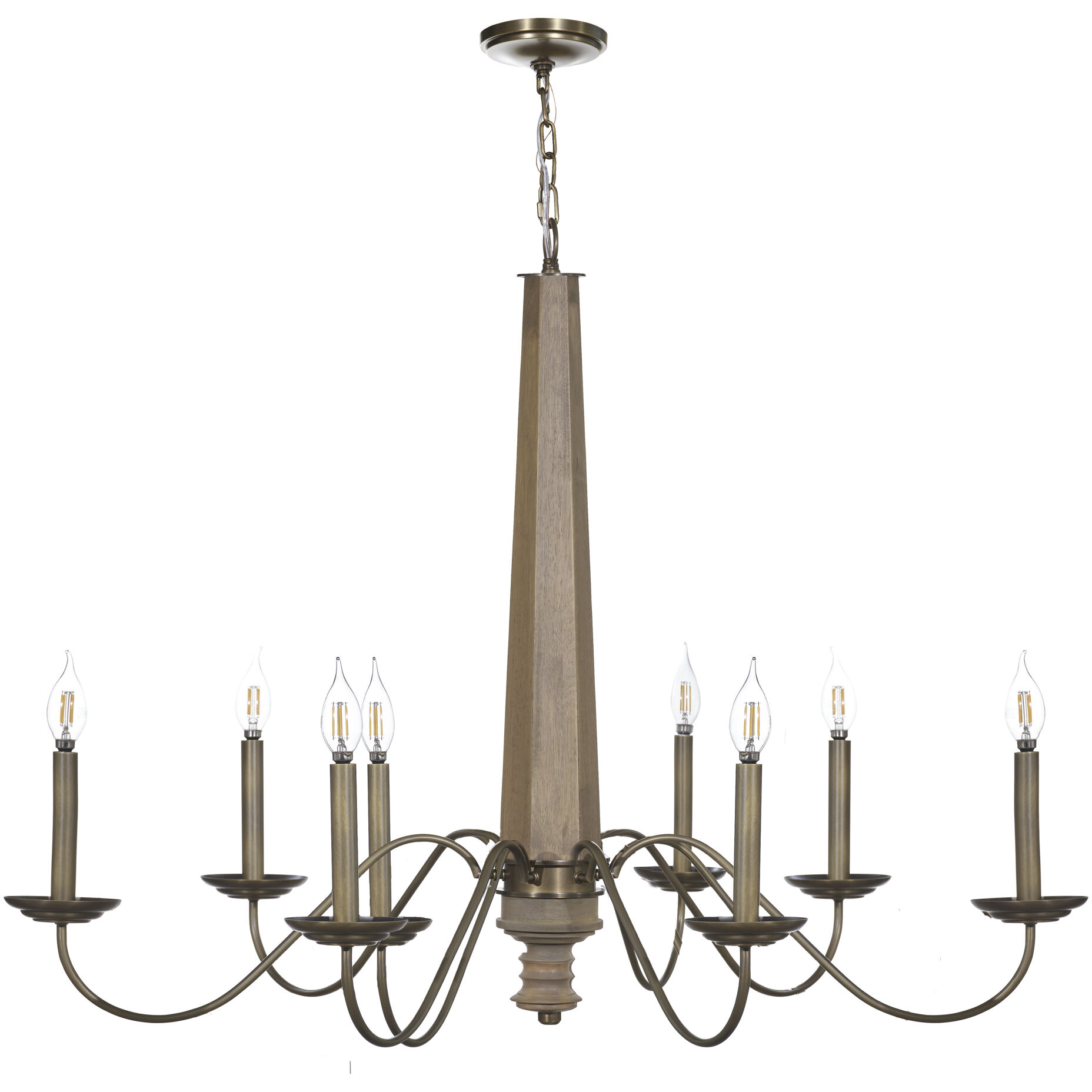 Dinner at 8 Light 48 inch Heritage Bronze and White Oak Chandelier Ceiling Light