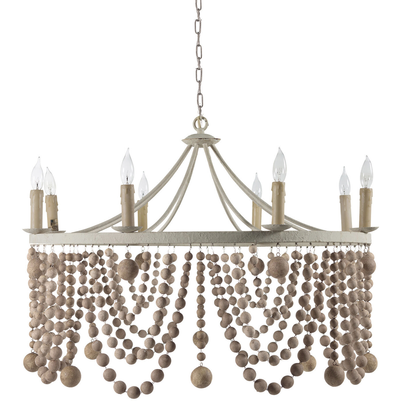 Madeleine 8 Light 36.5 inch Plaster / Beige Washed Wood Chandelier Ceiling Light