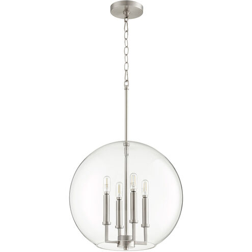 Globe Pendant 4 Light 16 inch Satin Nickel Pendant Ceiling Light