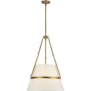 Alora Mood Oliver 1 Light 18 inch Aged Gold and White Linen Pendant Ceiling Light