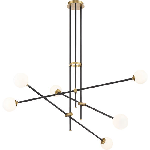 Cosmet 6 Light 41 inch Coal And Aged Brass Chandelier Ceiling Light, Pendant