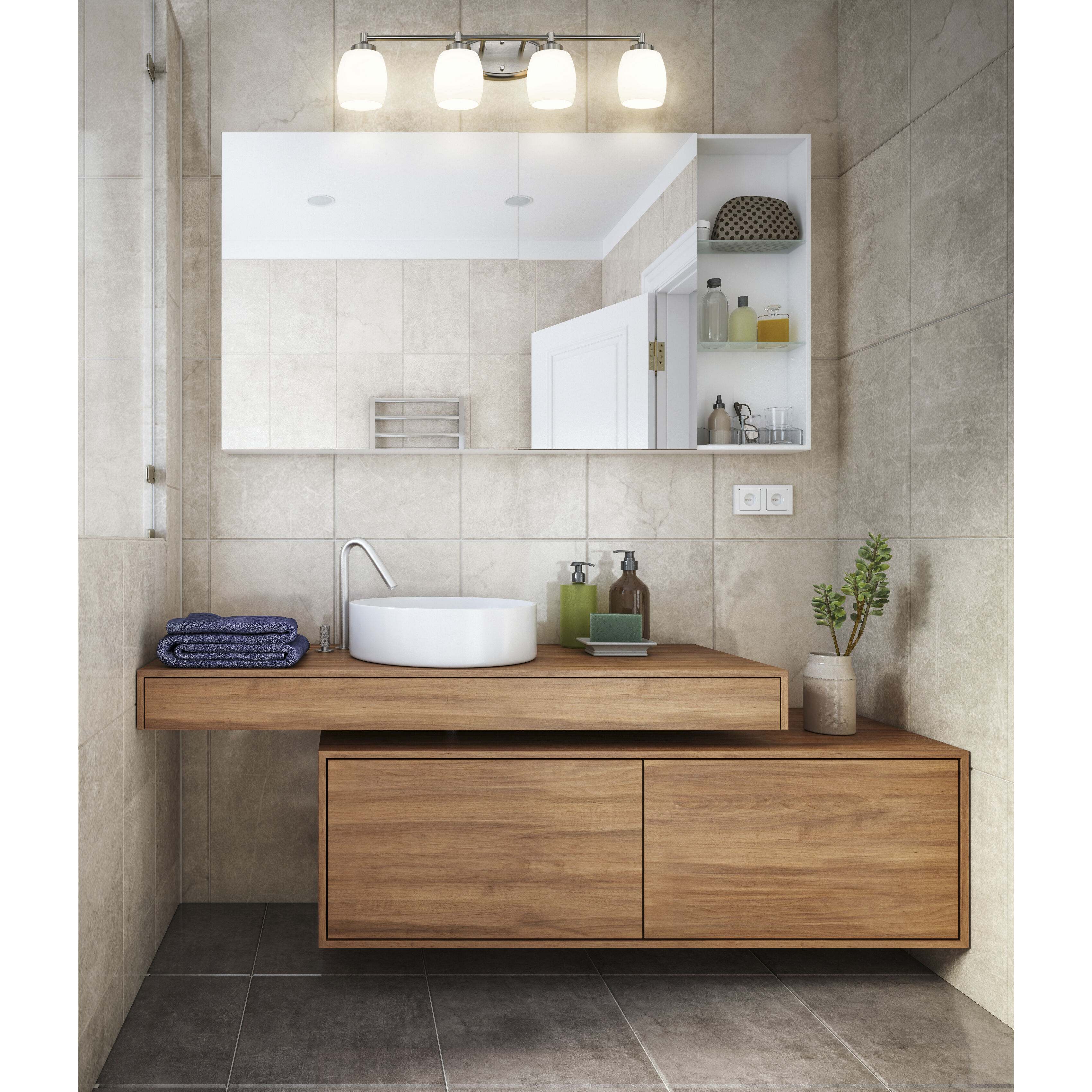 Kendrick 4 Light 31.25 inch Brushed Nickel Bath Vanity Light Wall Light