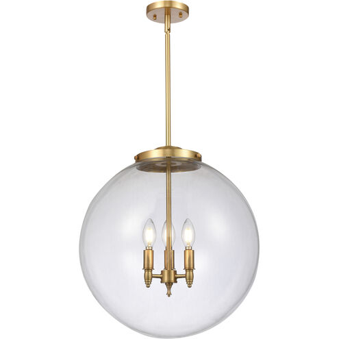Franklin Restoration Beacon 3 Light 18 inch Satin Gold Pendant Ceiling Light in Clear Glass