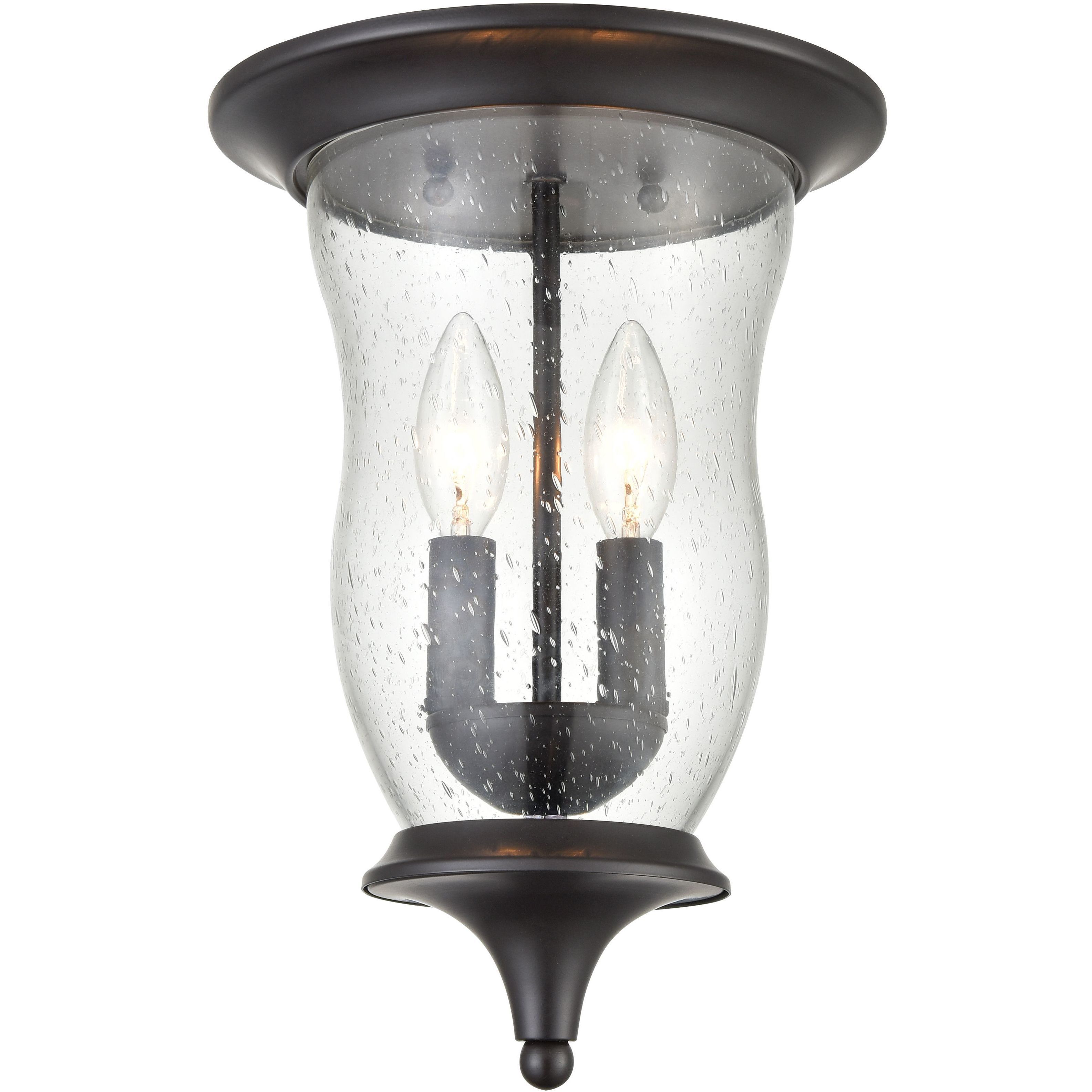 Trinity 2 Light 9 inch Oil Rubbed Bronze Outdoor Flush Mount