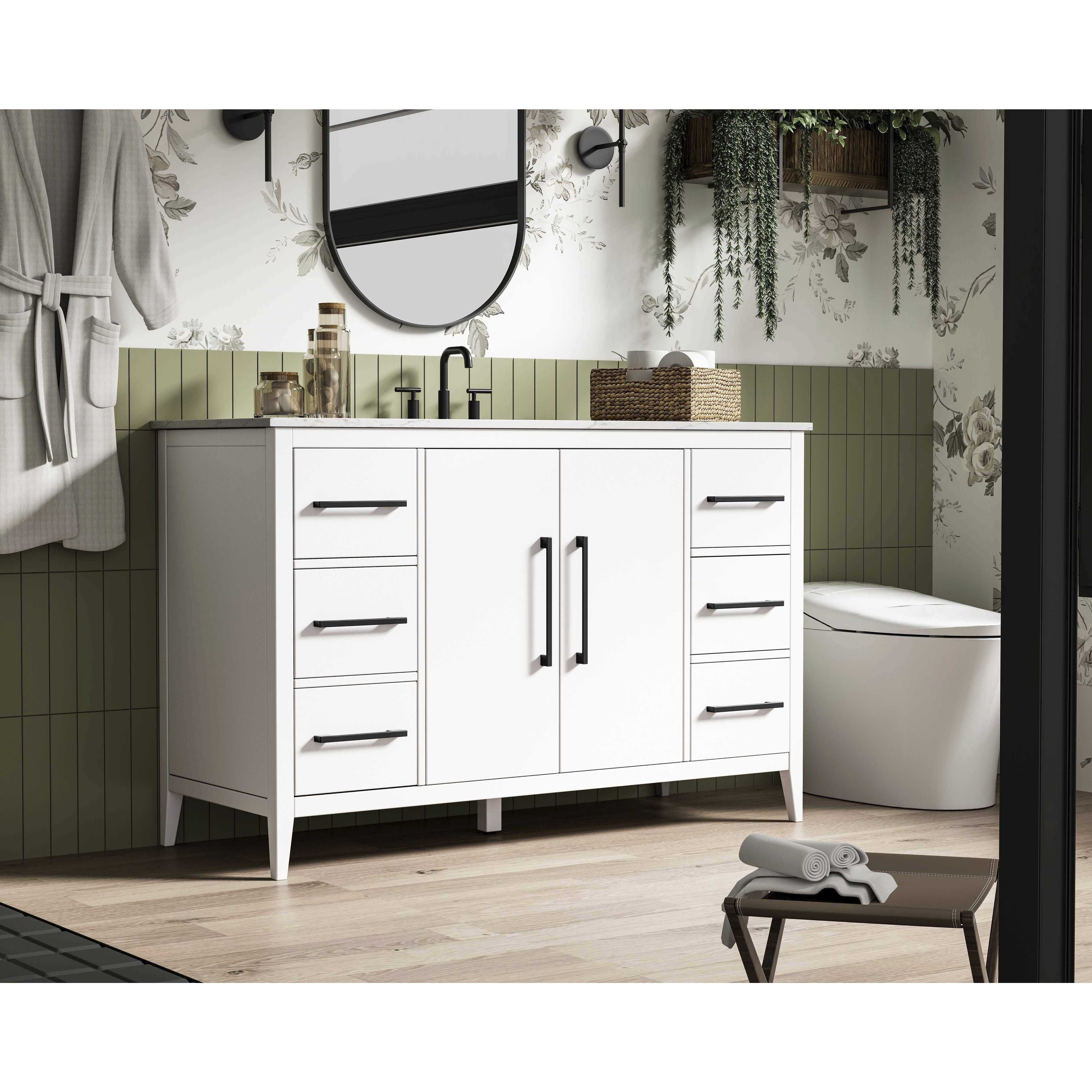 Millie 54 X 35 inch White Bathroom Vanity Cabinet