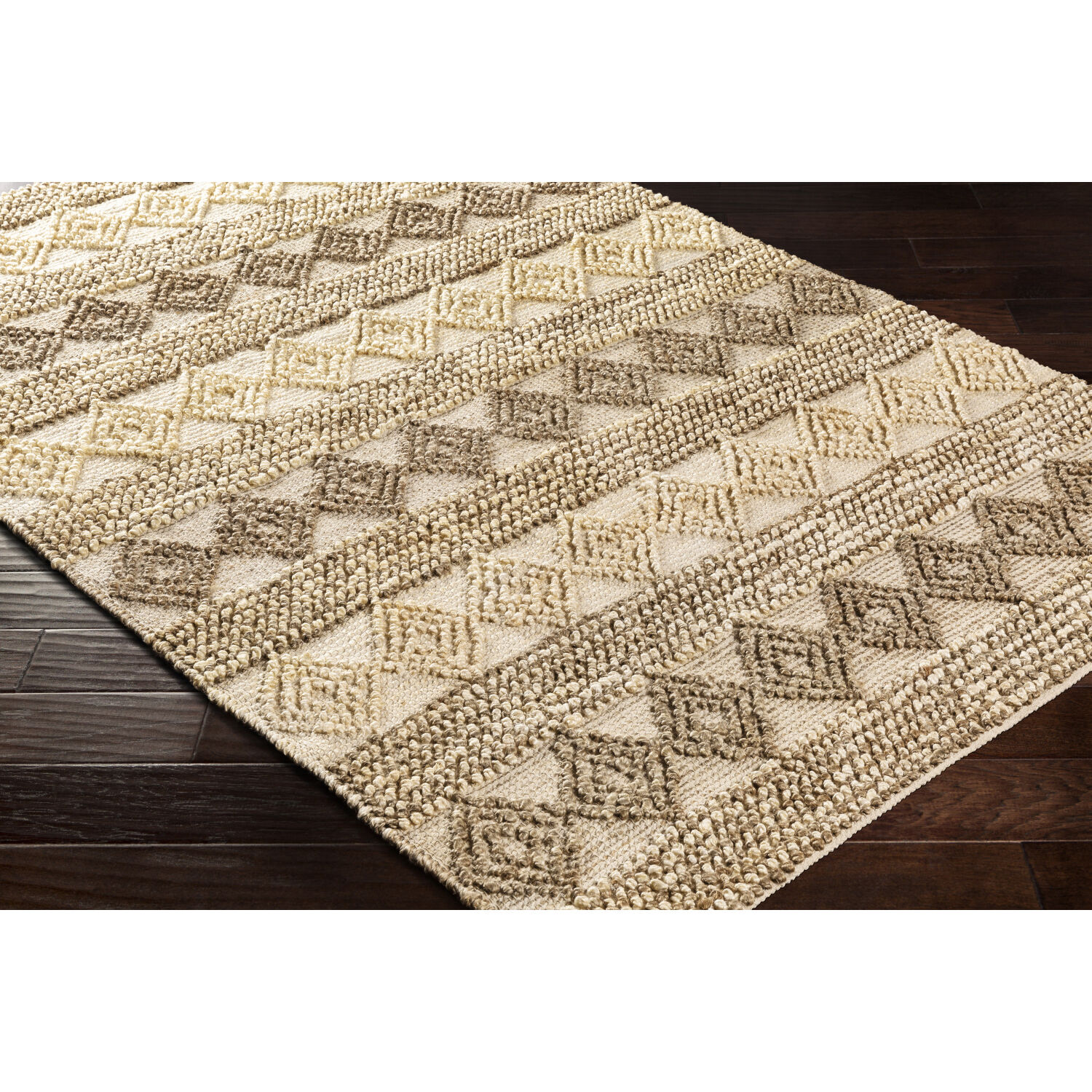 Farmhouse Naturals 120 X 96 inch Brown/Beige/Wheat Handmade Rug
