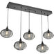 Coppa 5 Light Matte Black Linear Pendant Ceiling Light in Coppa Smoke, Multi-Port