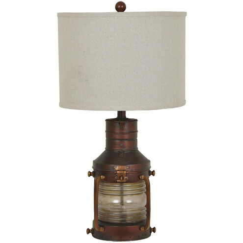 Crestview Collection Copper Lantern 27 inch 150 watt Antique Brown and Natural Brown Table Lamp Portable Light, with Nightlight CVABS964 - Open Box