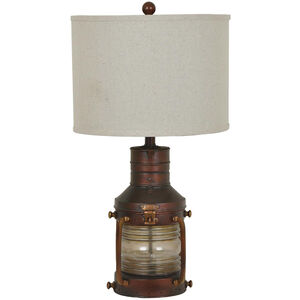 Copper Lantern 27 inch 150 watt Antique Brown and Natural Brown Table Lamp Portable Light, with Nightlight
