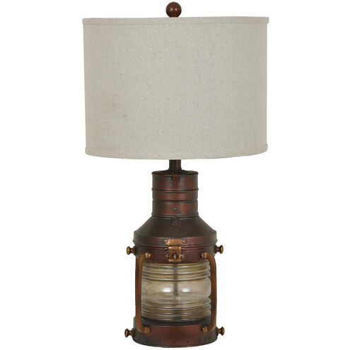 Copper Lantern 27 inch 150 watt Antique Brown and Natural Brown Table Lamp Portable Light, with Nightlight