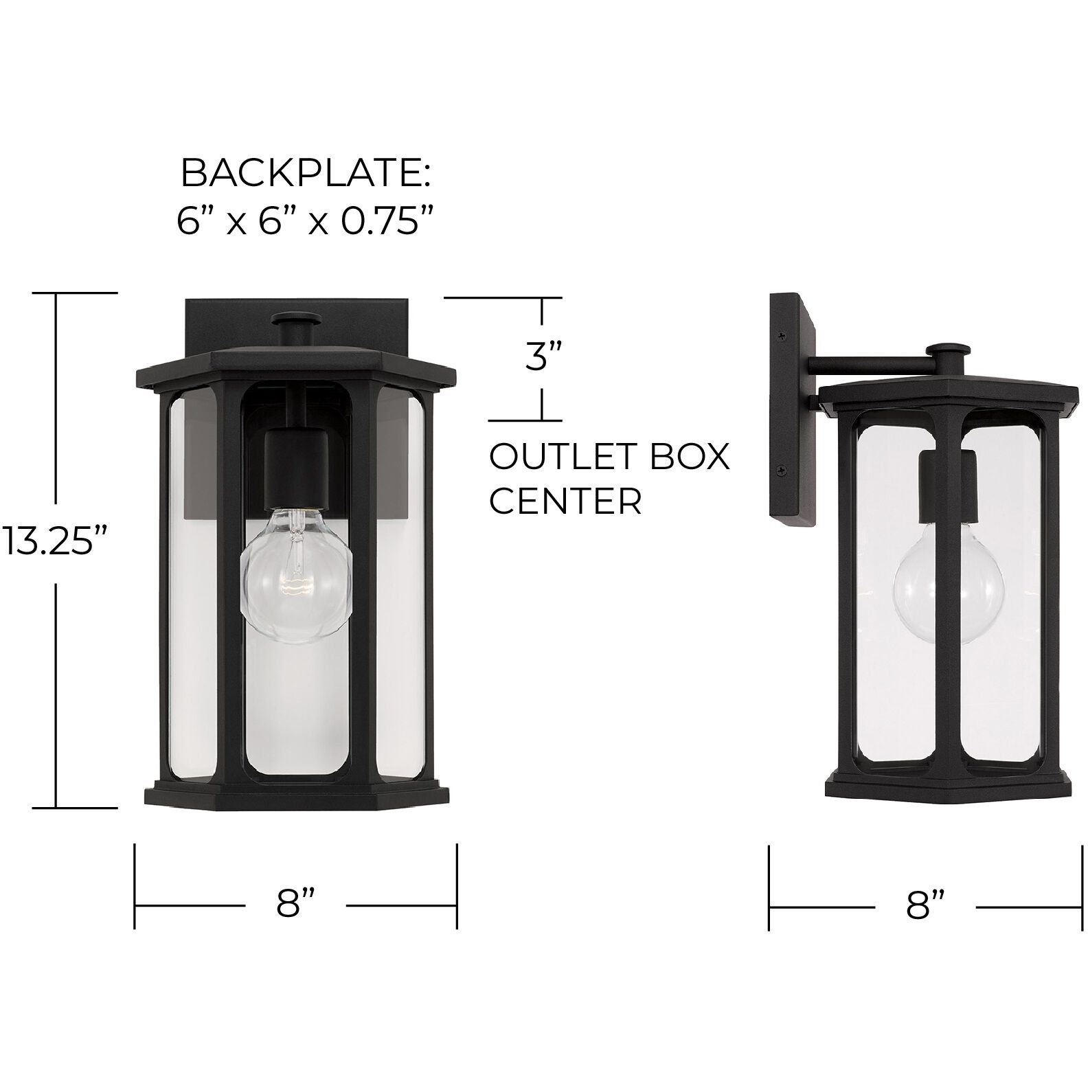 Walton 1 Light 13 inch Black Outdoor Wall Lantern