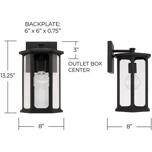 Walton 1 Light 13 inch Black Outdoor Wall Lantern