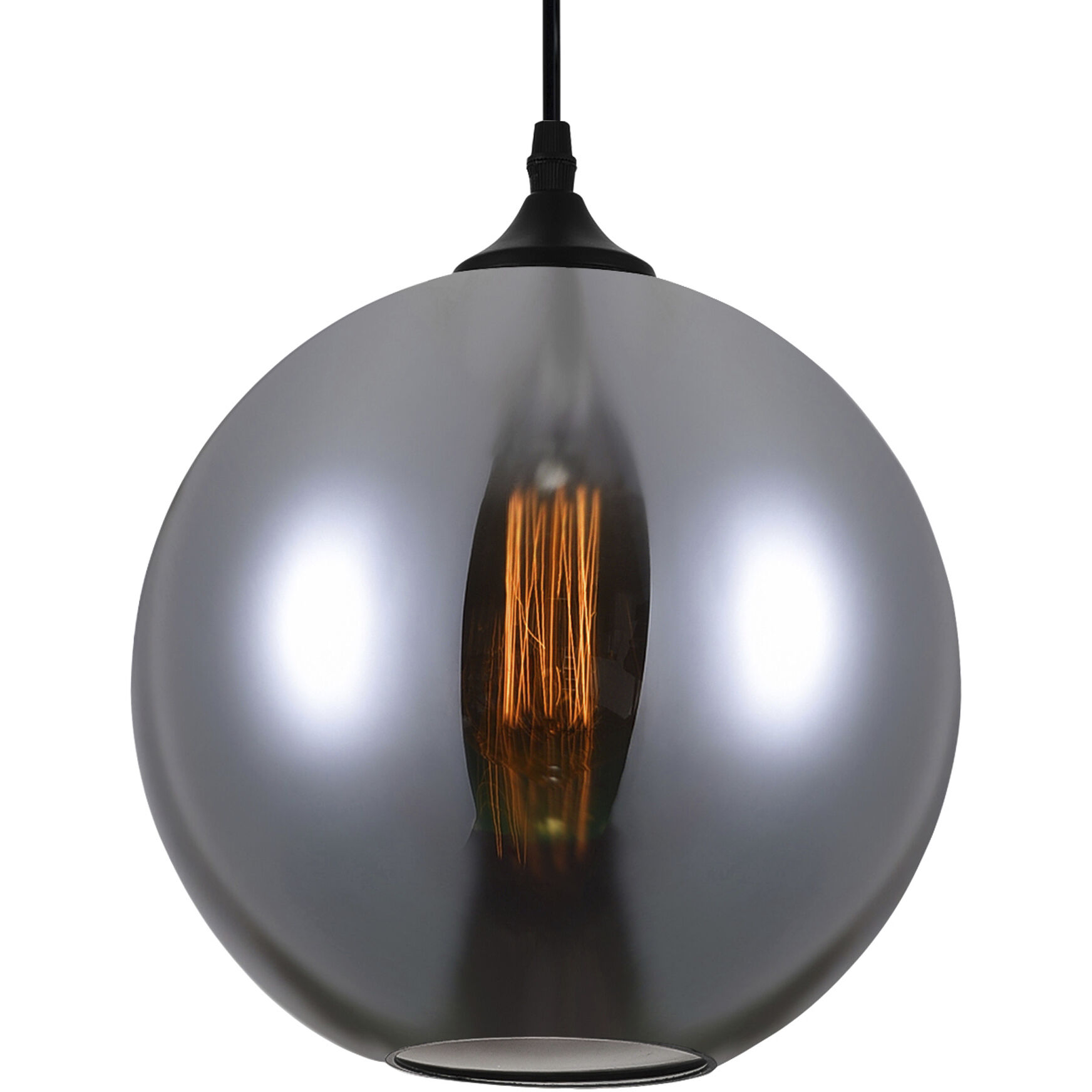 Glass 1 Light 10 inch Black Down Mini Pendant Ceiling Light in Smoke