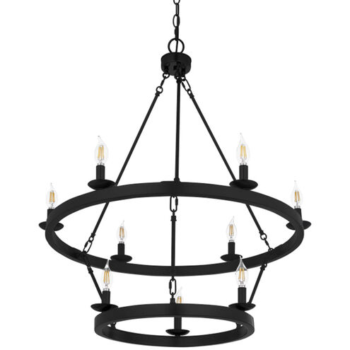 Melina 9 Light 34 inch Matte Black with Clear Chandelier Ceiling Light